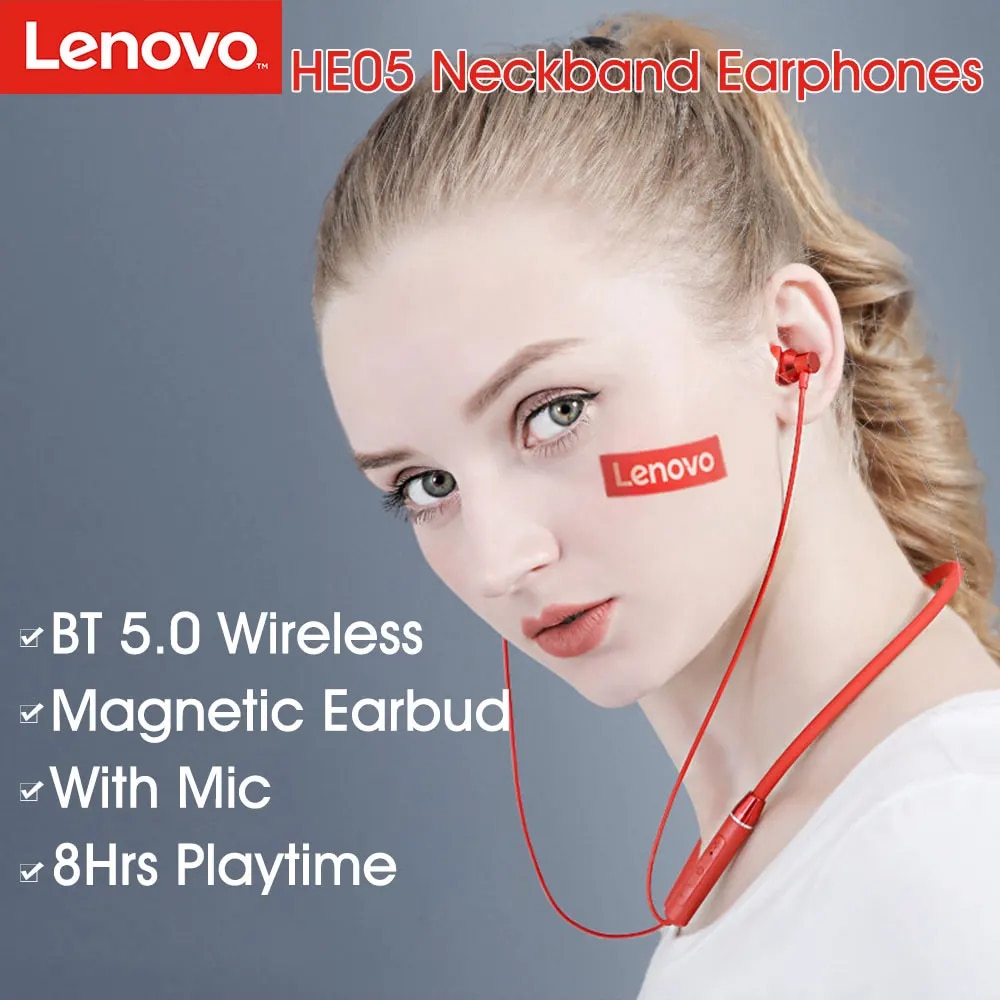 Original Lenovo HE05 TWS Earphones Wireless Headphone Stereo Sports IPX5 Waterproof Sport Earbuds Bluetooth 5.0 Headset With Mic