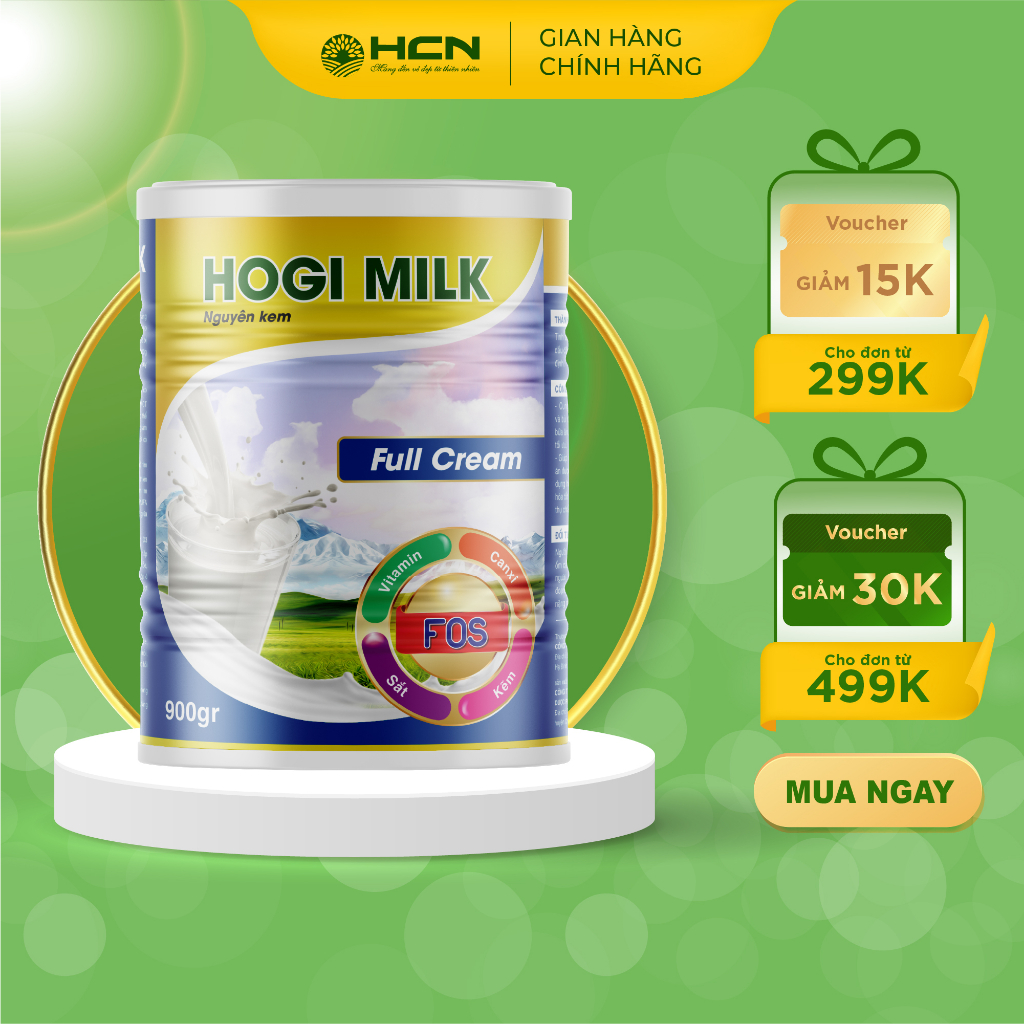 Sữa béo hogi hcn full cream nguyên kem cung cấp dinh dưỡng, hỗ trợ tăng cân, khỏe mạnh 900gram
