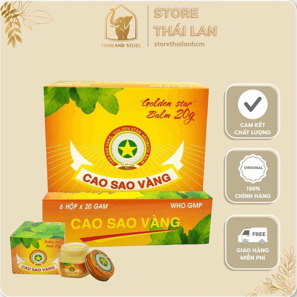 SiZE 20G COMBO 6 HŨ Cao Sao Vàng VIỆT NAM GOLDEN STAR BALM Dược TW3 20gr