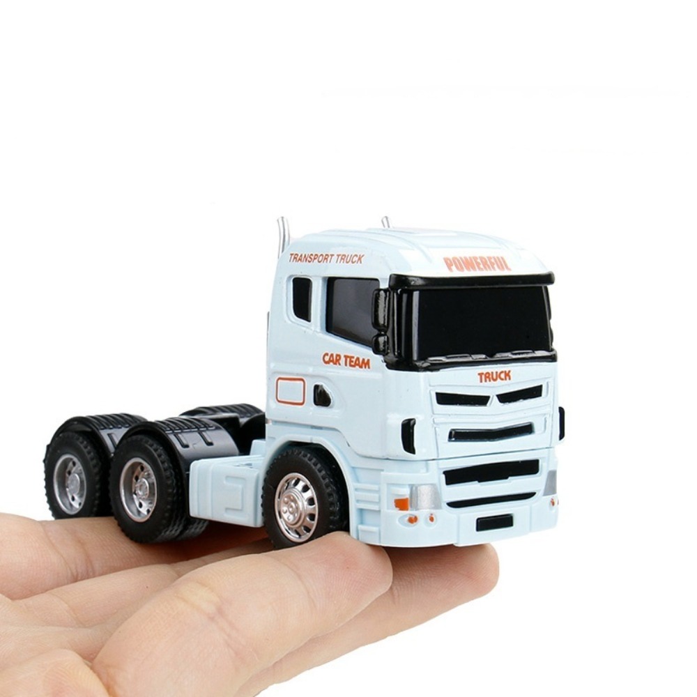 LABAICAI Tỷ lệ 1:64 Mô hình cabin xe tải Hợp kim đúc Kéo lùi Đồ chơi xe kỹ thuật Xe tải container Gi