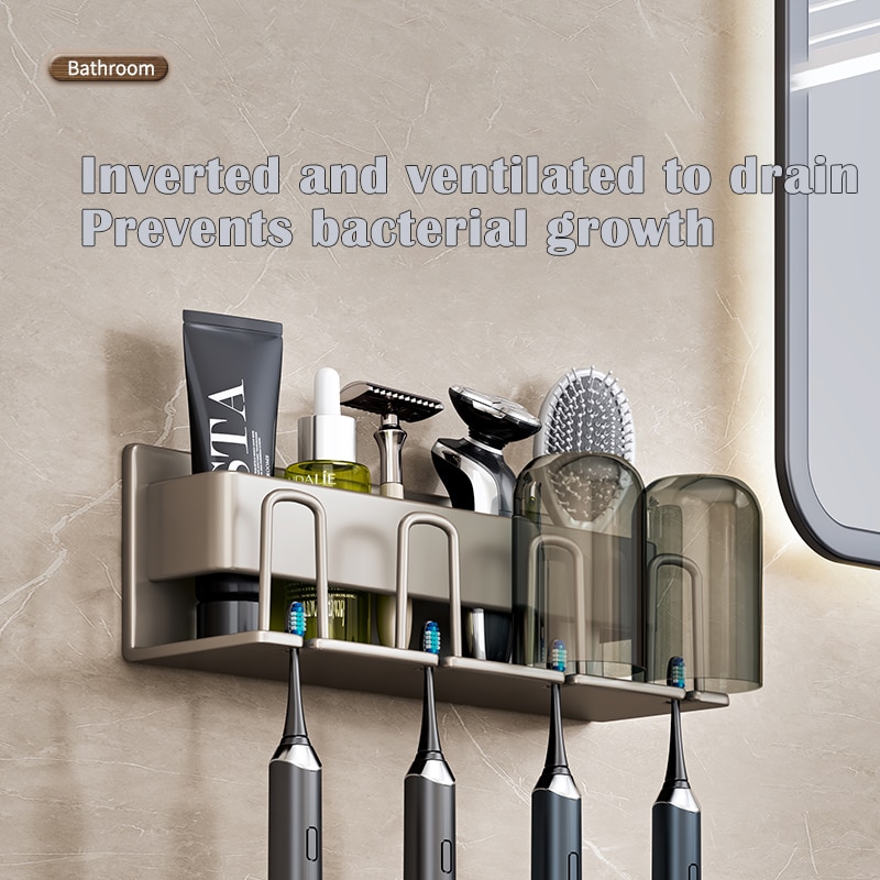 Ph Miễn Phí Treo Tường giá để bàn chải đánh răng điện Kem Đánh Răng Râu Dao Cạo Cốc Lưu Trữ Móc Bộ phụ kiện phòng tắm Tổ Chức