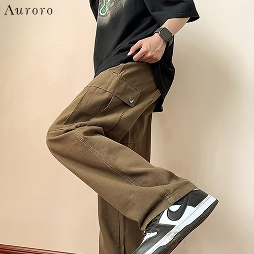 Quần túi hộp Quốc unisex quần ống suông phong cách Hàn hiphop quần kaki