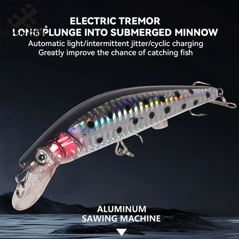Electric Vibrating Minnow Robotic Swimming Lures 5inch USB Rechargeable Wobbler Swimbaits With 2 Trible Hook Hard Lures Fishing Tackle For Outdoor Freshwater Saltwater ราคา 143 บาท*ส่งฟรี