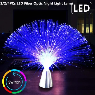 Multicolor Romantic LED Fiber Optic Lamp Flashing LED Night Light Lamp Flower Cluster Fiber Optic Light Interior Decoration