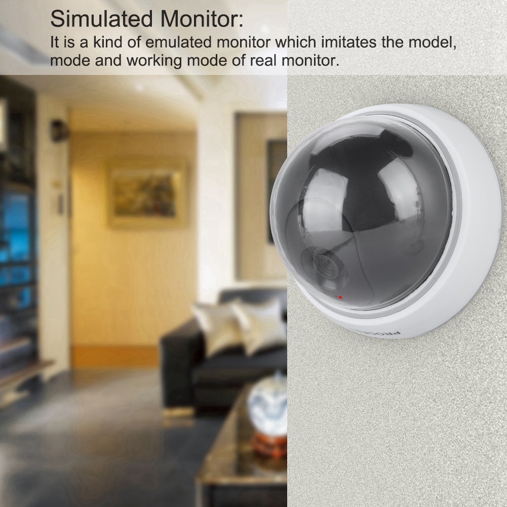 Trắng Dome Dummy giám sát an ninh gia đình máy ảnh với simulated IR đỏ nhấp nháy đèn