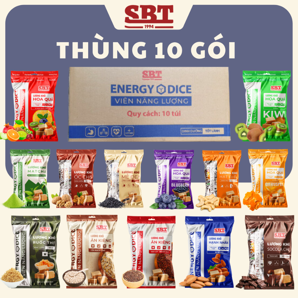 Thùng Lương Khô SBT Đủ Vị SBT Thơm Ngon Bổ Sung Dinh Dưỡng Nhanh Chóng
