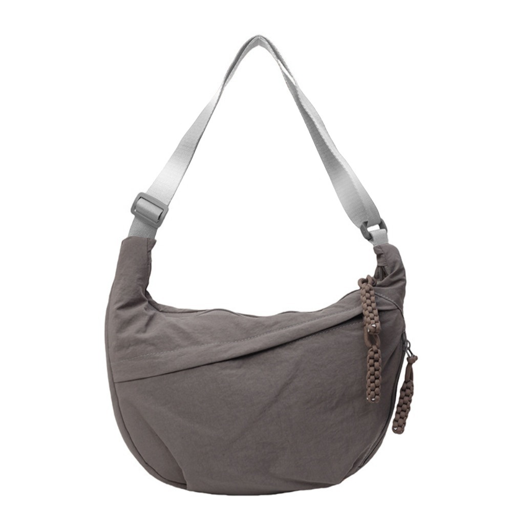 HUAN Canvas Túi đeo chéo Dung tích lớn Tiếng Hàn giản thể Túi bánh bao Thường ngày Màu sắc đồng nhất Túi đeo vai Phụ nữ - 9