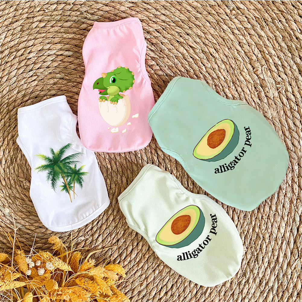 Hittime Áo Ghi Lê Cho Chó Thú Cưng Mùa Hè, Không Tay T-Shirt, Quần Áo Họa Tiết Hoạt Hình Cho Chó Hoặc Mèo Áo Cho Thú Cưng Chó Con Dễ Thương Mùa Hè Vật Nuôi Sản Phẩm