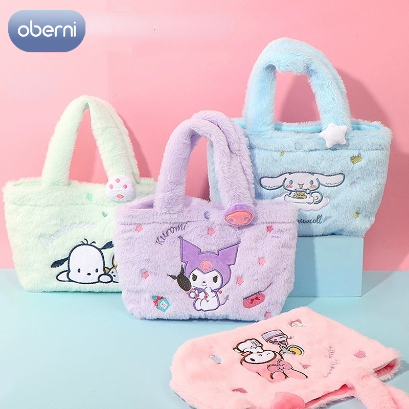 Oberni children s bag Sanrio cute cartoon plush handbag Melody Kuromi