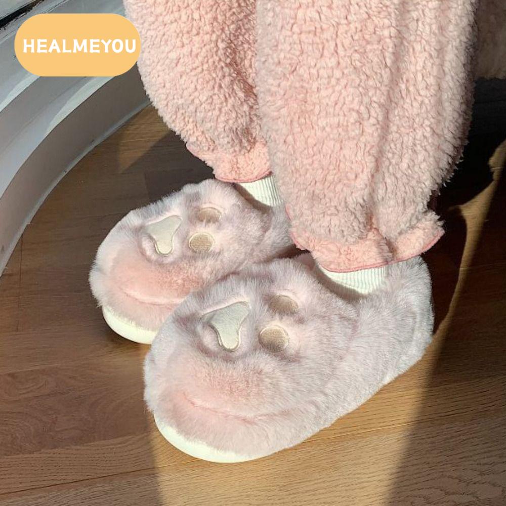 HEALMEYOU คิตตี้สำหรับเด็ก รองเท้าแตะรูปอุ้งเท้าแมวกำมะหยี่ นุ่มนุ่มๆ สร้างสรรค์และสร้างสรรค์ รองเท้าแตะกรงเล็บแมว รองเท้าแตะมีสายรัด น่ารักน่ารักๆ สไลด์นุ่มฤดูหนาว บ้านในบ้าน ราคา 338 บาท*ส่งฟรี