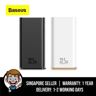 BASEUS Starlight Power Bank 22.5W 20000mAh LED Digital Display Screen Quick Charge 3.0 Type C PD3.0 Fast Charger Power Bank for iPhone, Samsung, Huawei, Mi etc - Black / White