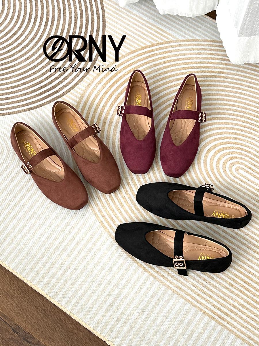 ORNY OY130 รองเท้าคัชชูผู้หญิง กำมะหยี่ แมรี่เจน น้ำหนักเบา ใส่สบาย แต่งหัวเข็มขัด ดีไซน์โดดเด่น รองเท้าสตรี รองเท้าผู้หญิง รองเท้าคัชชู ราคา 399 บาท*ส่งฟรี
