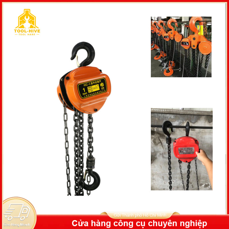 Cẩu Xích Hạng Công Nghiệp 2T Phanh Đôi Double-Pawl 1T/2T x3/6 Mét An Toàn