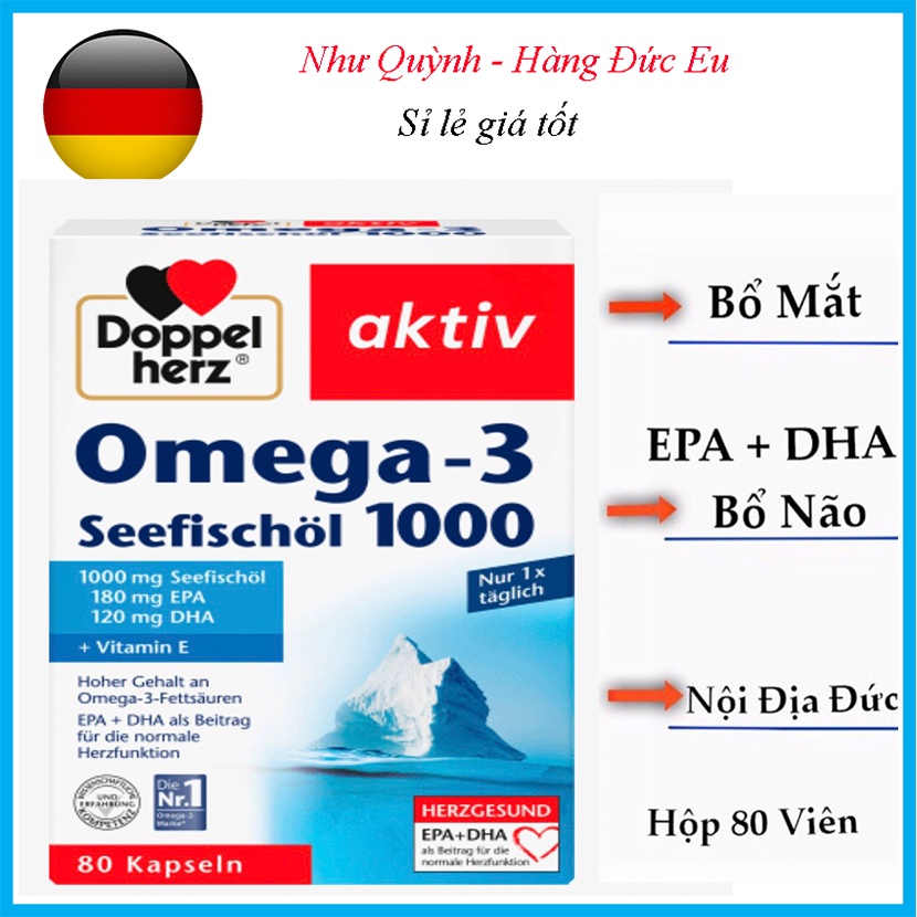 Viên uống dầu cá Omega-3 . 1000 Doppel herz Hộp 80v NTDT