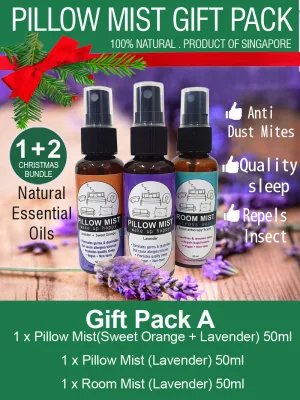 Sleep Therapy Gift Box (Natural Lavender Pillow Mist / Room Spray) Contains natural Lavender, Sweet orange essential oil