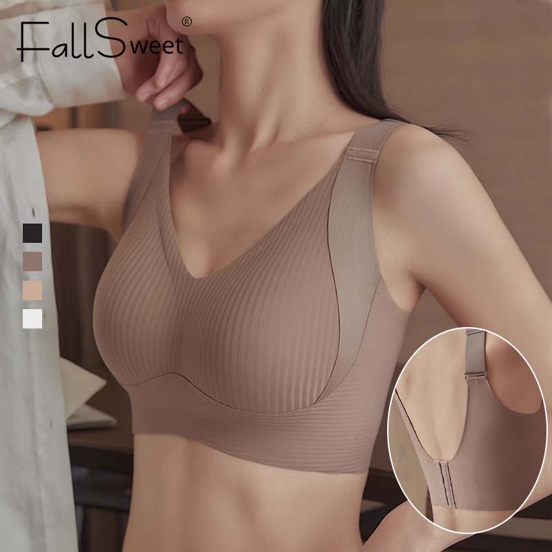 FallSweet Seamless Bra Women Gathered Non-wired Adjustable Tank Tops Comfort Soft Support Thin Cup Bra Lingerie 34-42BCD - ยี่ห้อ FallSweet ราคา 100 บาท*ส่งฟรี