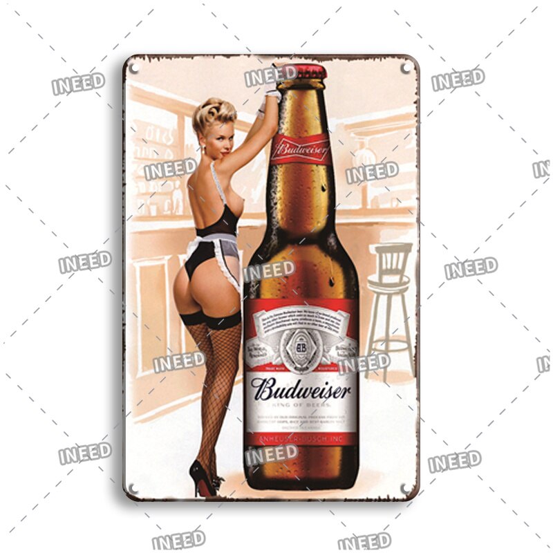 INEED trang trí Budweiser bia cổ điển mảng bám kim loại tin đăng trang trí kim loại tấm dấu hiệu Retro Bar Pub Câu lạc bộ người đàn ông hang động bia tường trang trí mới
