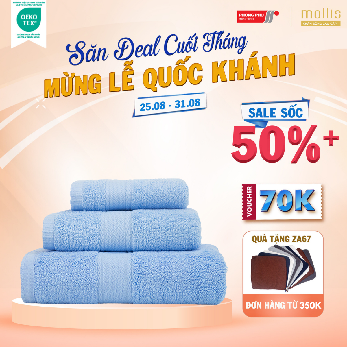 Khăn mặt mollis cotton 40x75cm khăn cao cấp mềm mịn thấm hút không ra màu không xù đồ lông gia đình spa khách sạn fm61