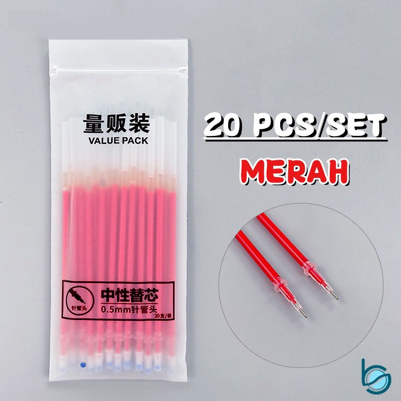 Isi Ulang Pulpen 20Pcs/Set /REFILL TINTA GEL/PENA GEL REFILL 0.38MM - Best Stationary