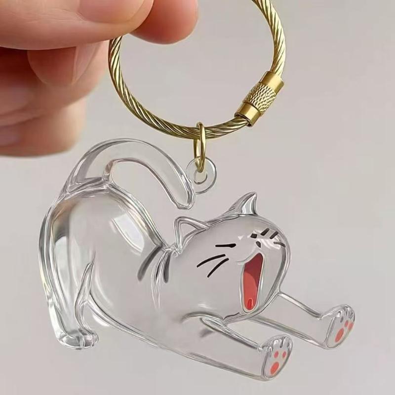 PICOK Phim Hoạt Hình Mèo Hình Dạng Con Chó Mèo Tóc Lưu Trữ Hộp Tóc Trong Suốt Chải Chuốt Pet Tóc Keychain DIY Handmade Keyring Mặt Dây Chuyền Ba Lô - 2