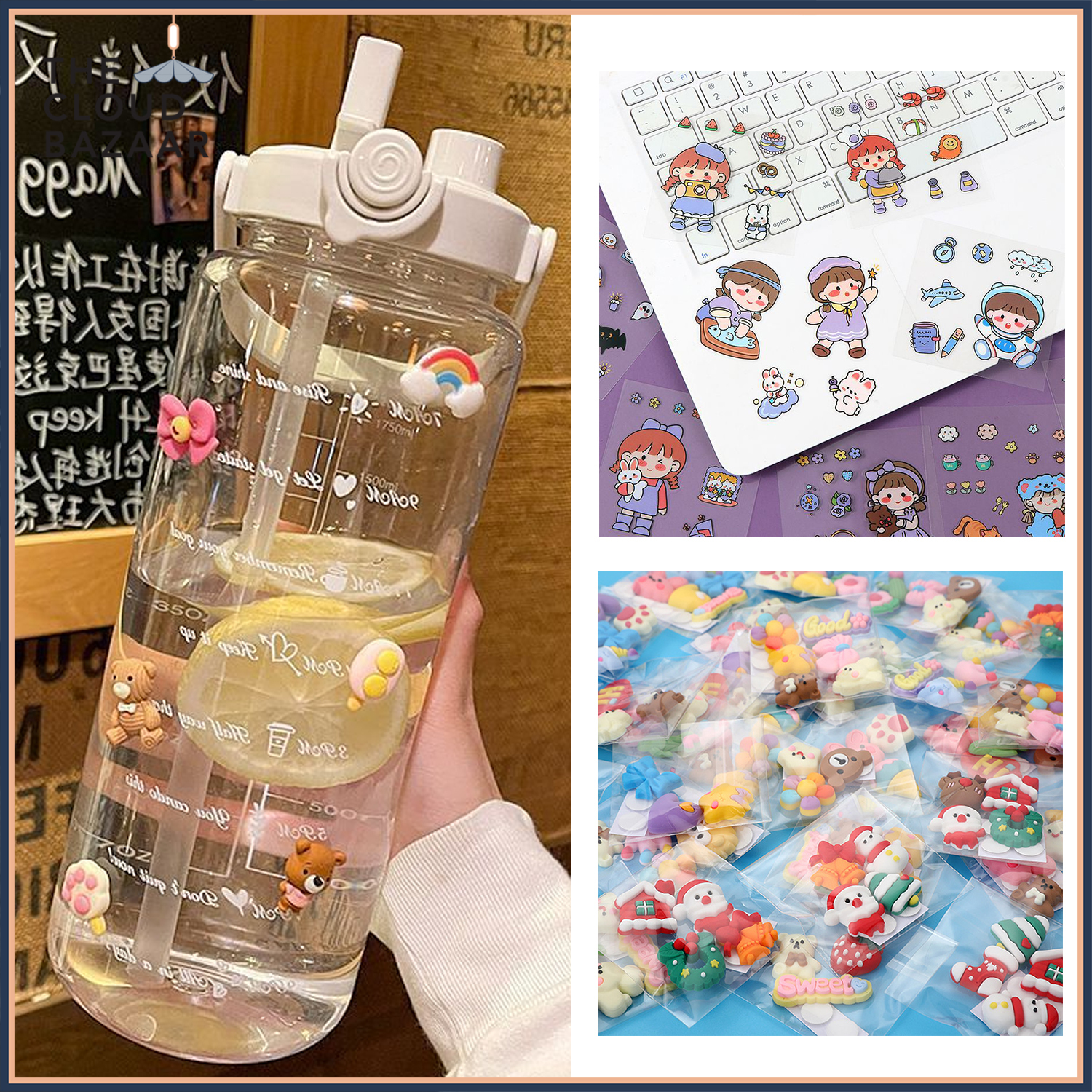 3D Food Theme Stickers, Clear PVC Material, 9x17cm Size