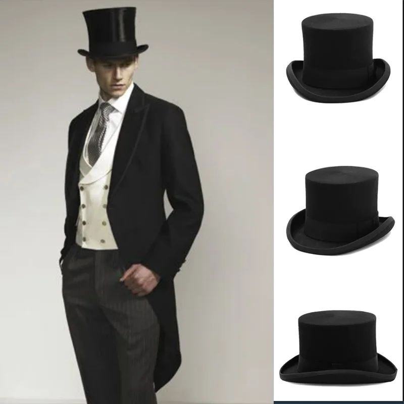 Sombrero alto de Mago para hombre y mujer, gorra de jazz británico, color negro, de fieltro plano, 2024 ราคา 364 บาท*ส่งฟรี