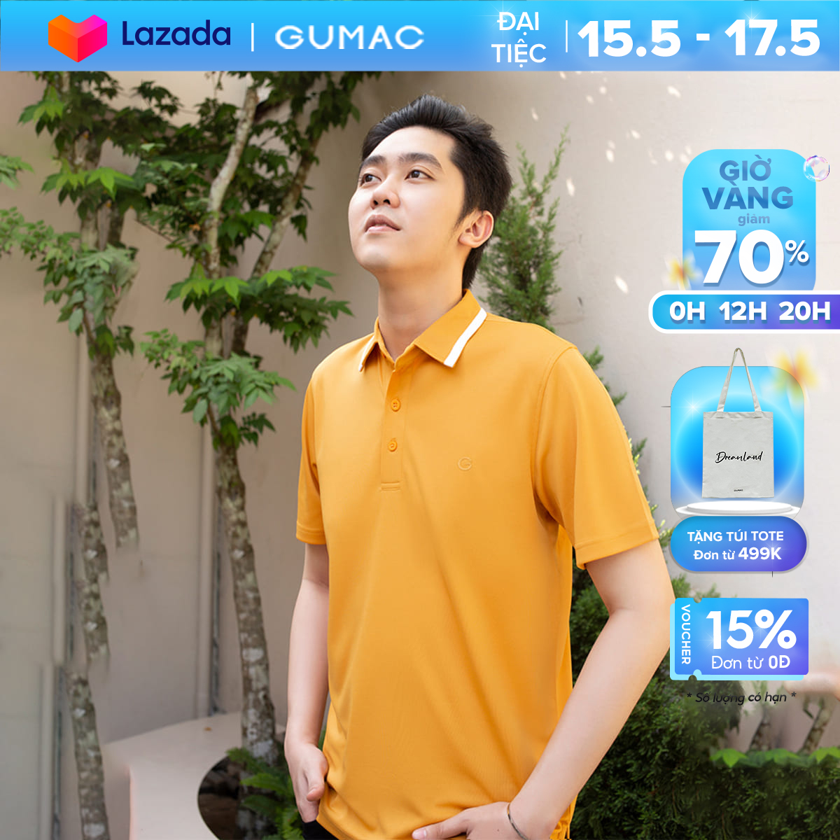 Áo polo nam gumac atnc01005 phối cổ