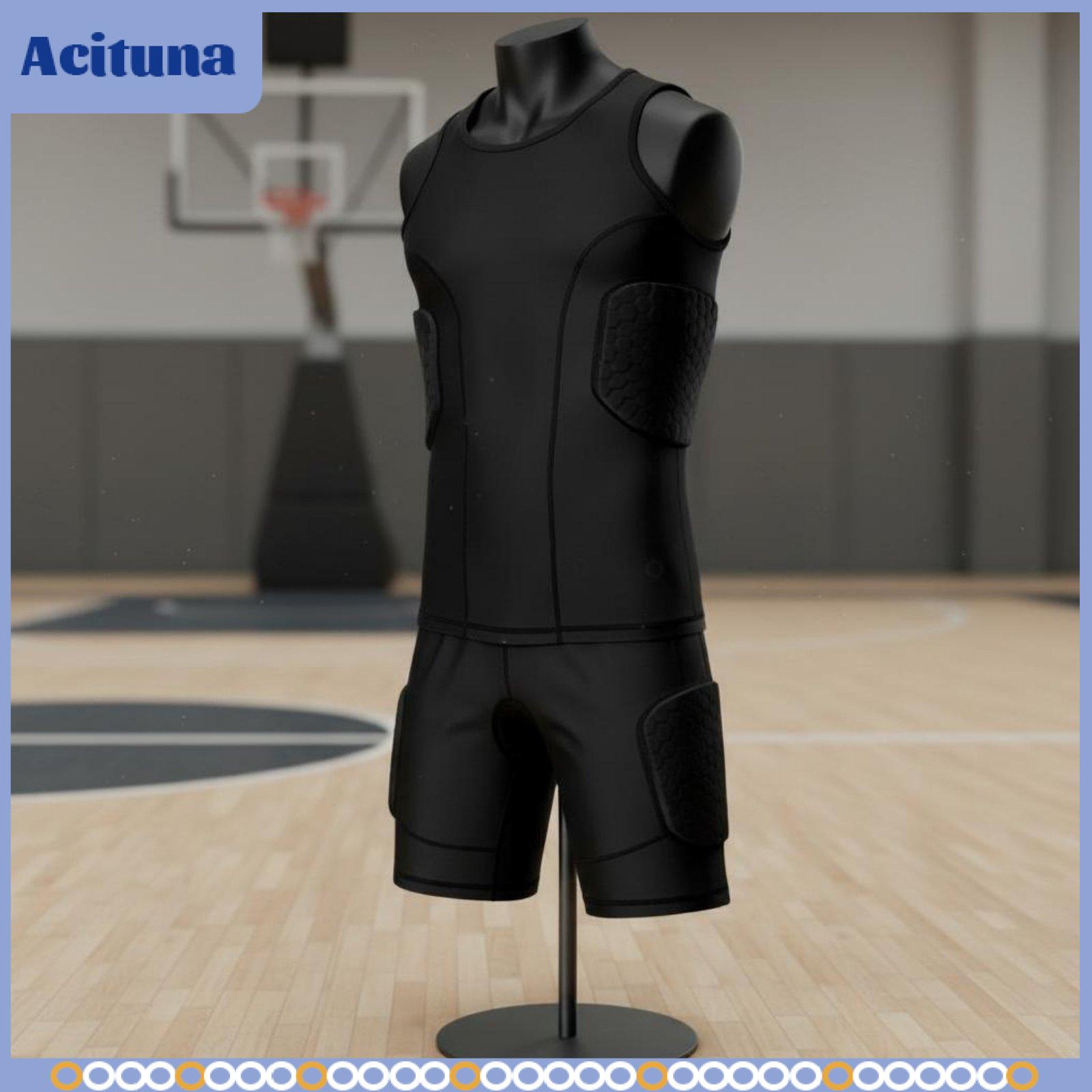 Shock Absorbing Basketball Safety Vest and Shorts Breathable EVA Padded Tank Top and Shorts for Sports Training