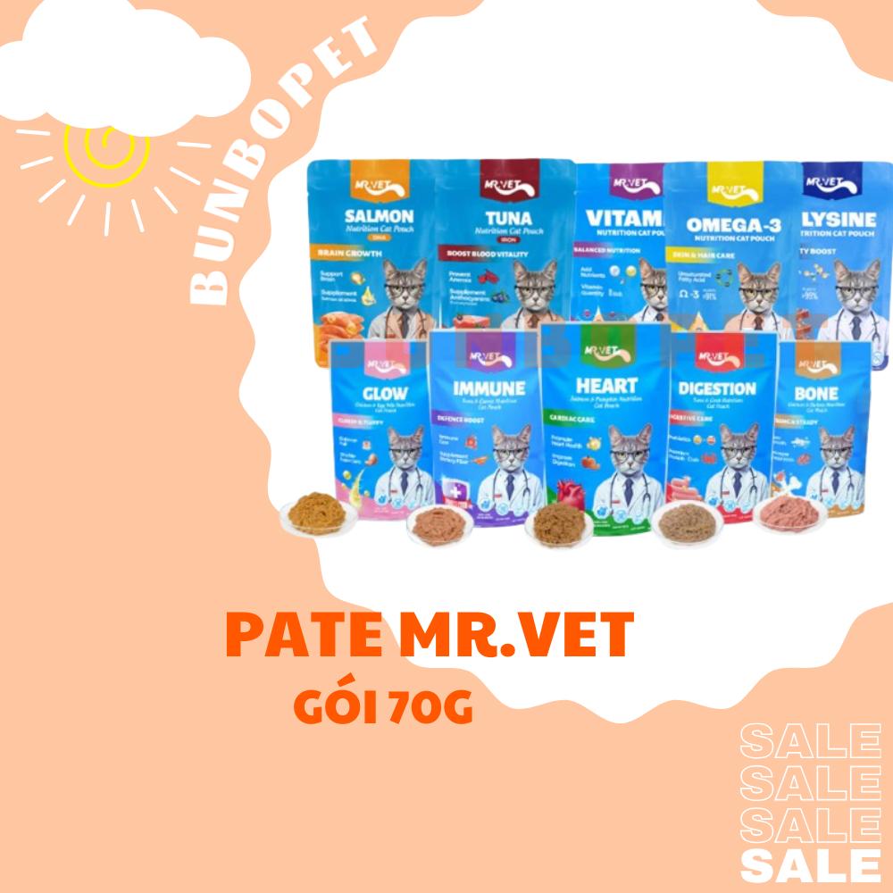 [Combo 5-10-20 Mix Vị] Pate Cho Mèo Mr Vet, Pate Mr.Vet Hỗ Trợ Các Chức Năng Cho Mèo Gói 70g