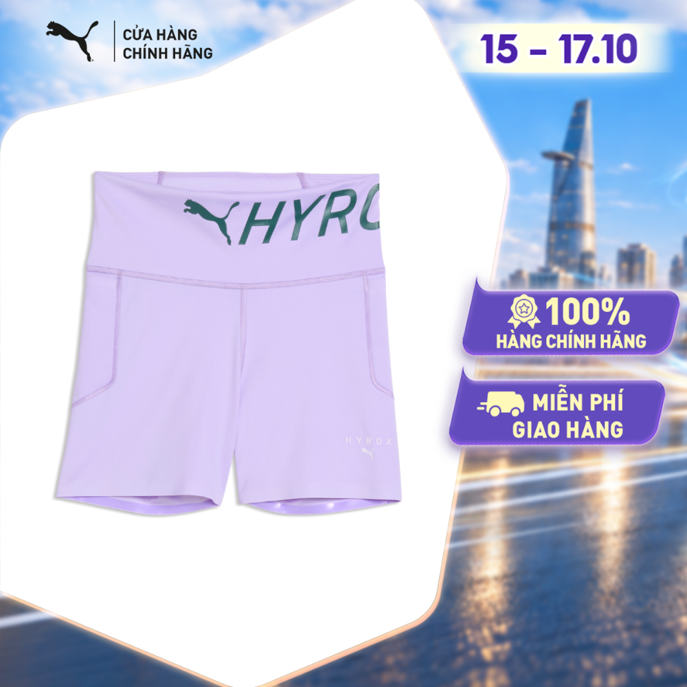 Quần Đùi Thể Thao Tập Luyện PUMA Nữ W xHYROX PWRMD 4 SRTTHT Light Lavender Màu Tím