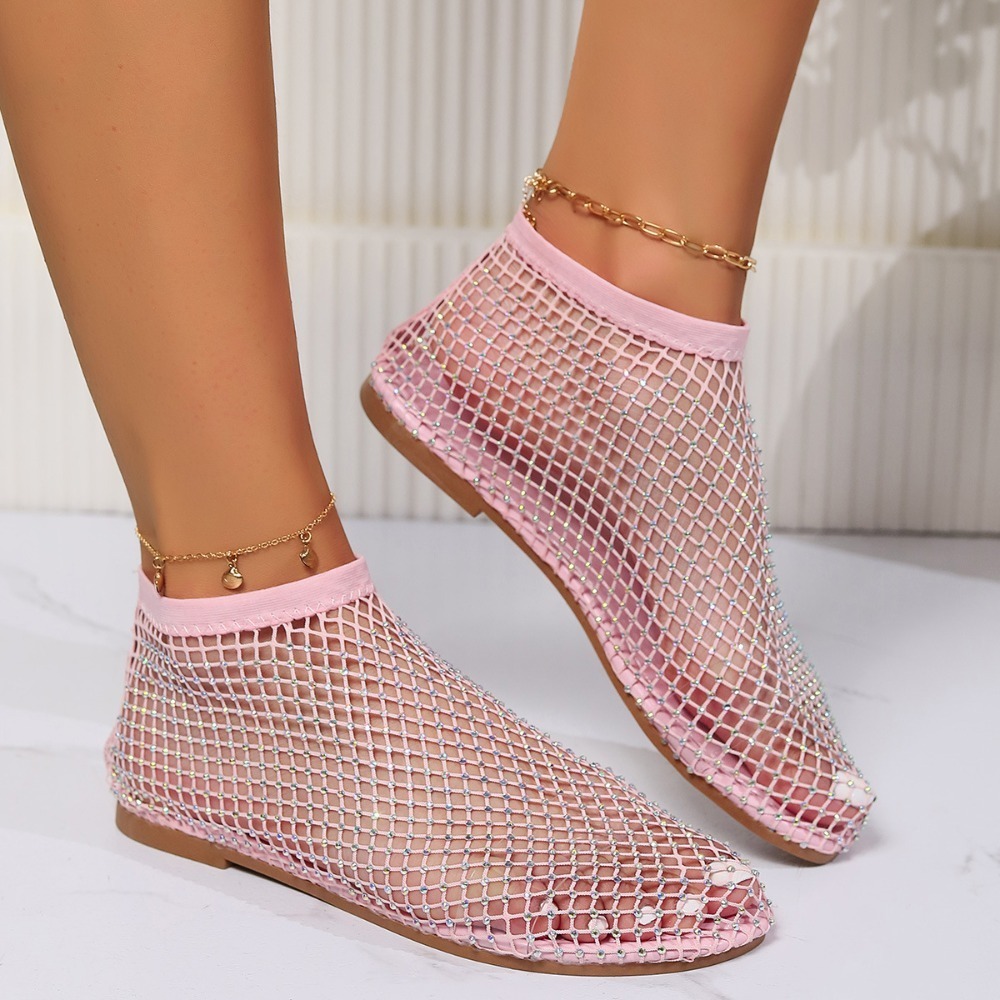ILOIQD Ngày lễ Dép sandal đính đá rhinestone Chống nước Không trượt Giày boot cổ thấp  Thời trang Giày bệt Dép lưới bên bờ biển Cô gái - 3