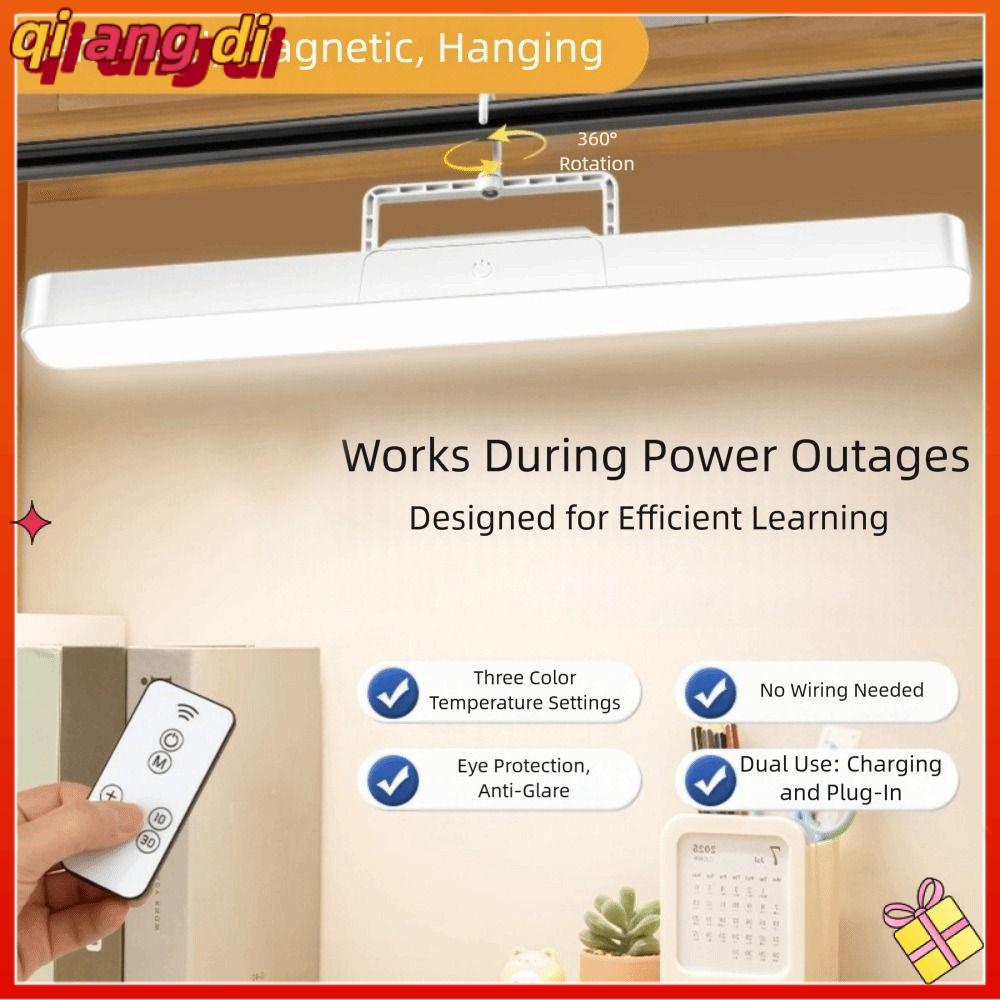 QIANGDI Có thể điều chỉnh độ sáng Đèn bàn LED Độ sáng có thể điều chỉnh 3 màu thay đổi Đèn bàn USB Điều khiển từ xa Tiết kiệm năng lượng Đèn treo Sử dụng bàn làm việc