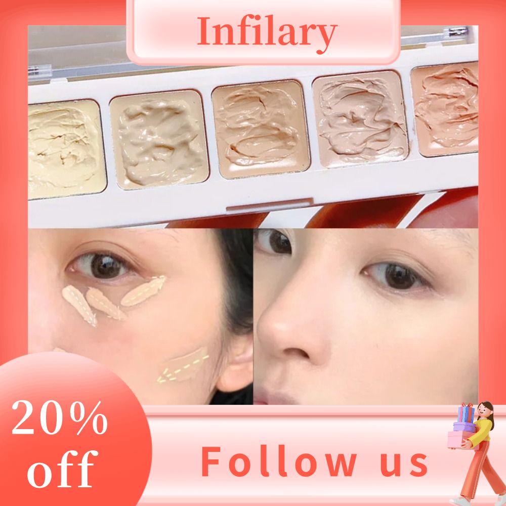 Infilary Palette 5 Màu Sắc Kem Che Khuyết Điểm Dưỡng Ẩm bền lâu Mụn Trứng Cá Lỗ Chân Lông Kem Hiệu Quả Bìa quầng thâm Kem Che Khuyết Điểm Trên Khuôn Mặt