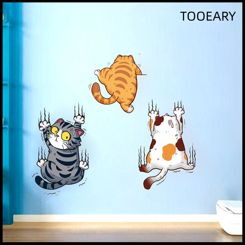 PETIYOUZA Cartoon Cat Wall Sticker Cute PVC Bathroom Wallpaper Room Background Stickers ราคา 38 บาท*ส่งฟรี