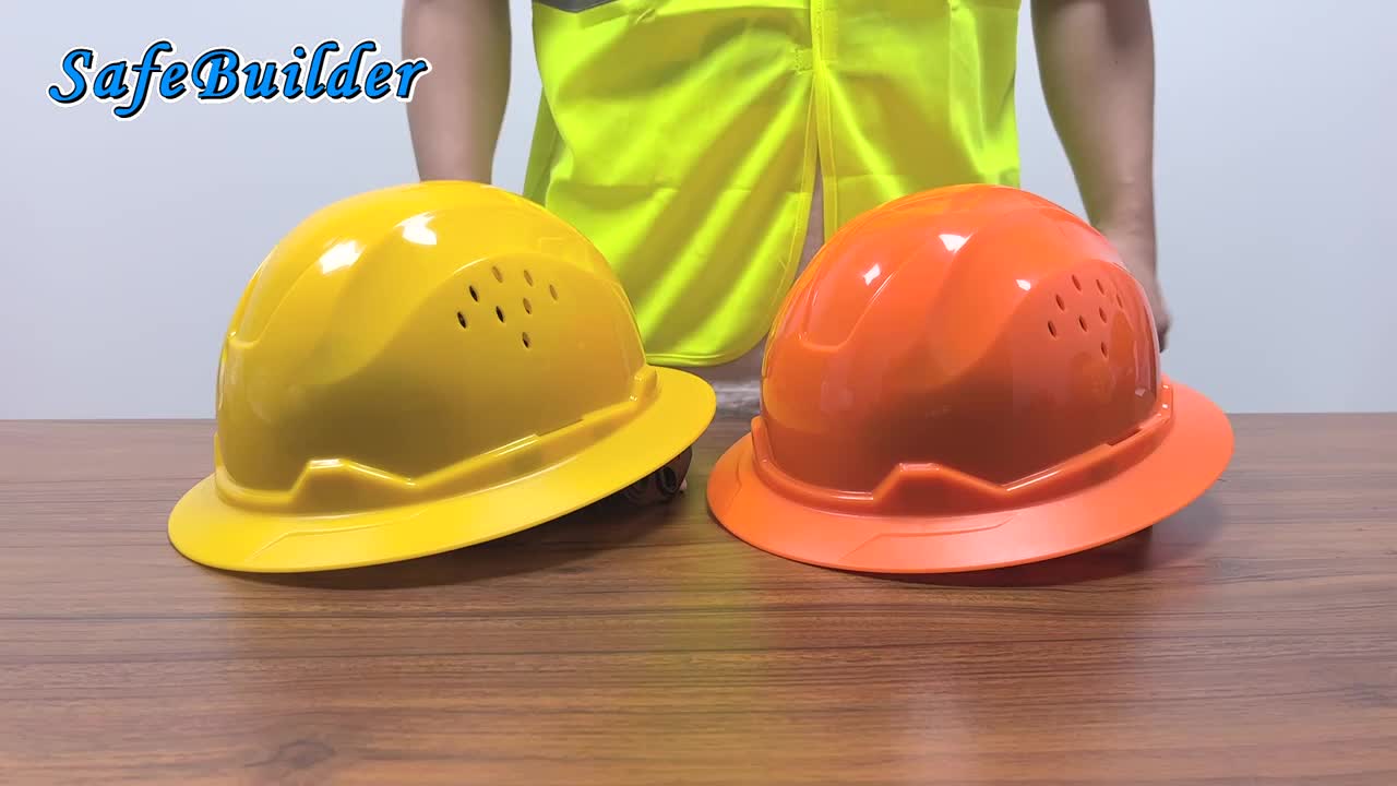 Full Brim Hard Hat For Engineer Construction Work Cap For Men ANSI Approved  HDPE Safety Helmet with 6 Point Adjustable