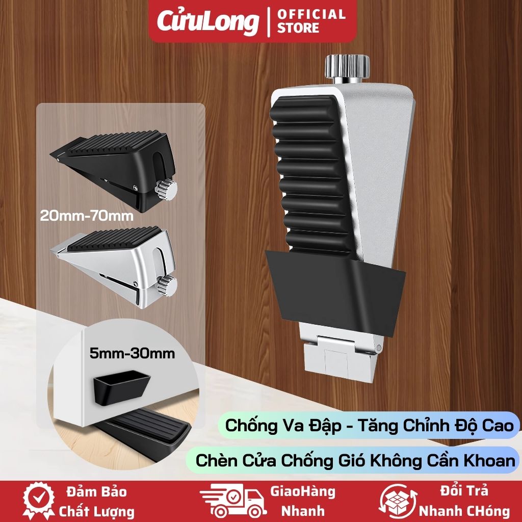 Miếng Chắn Cửa Door Stopper Chống Va Đập Không Cần Khoan, Chặn Khe Cửa Đa Năng Thông Minh