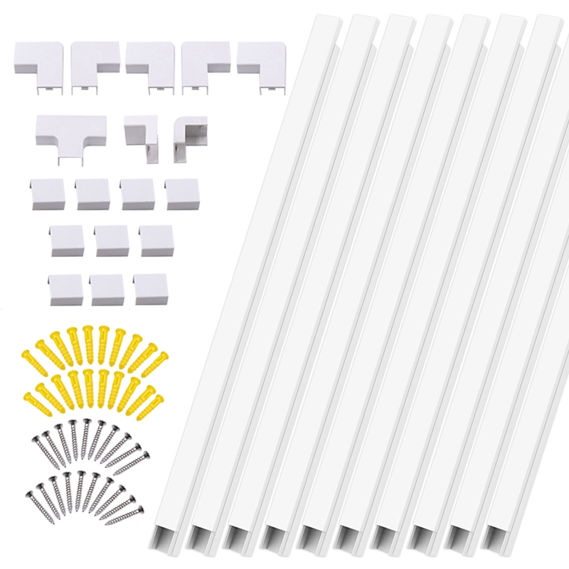 (CRVK) 10Pcs PVC Cord Duct Raceway Wall Cable Management Electric Cache Cable Channel Wire Cover Waterproof
