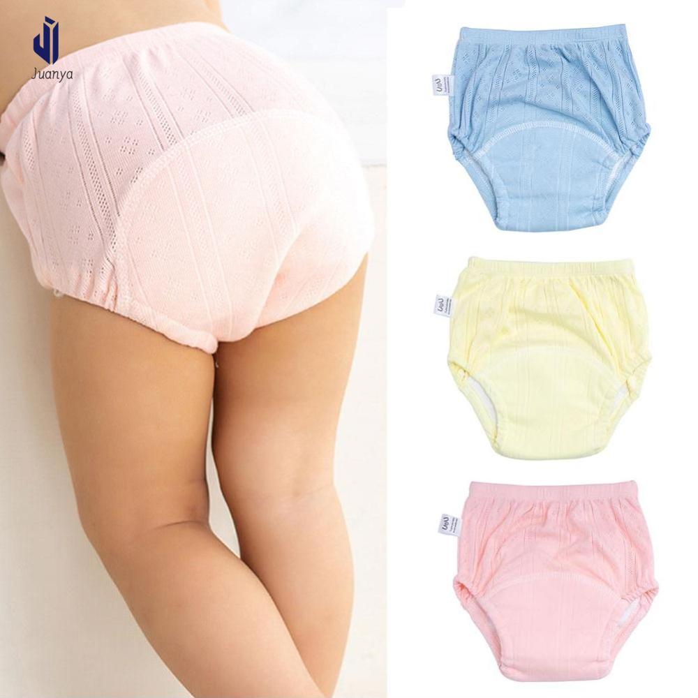 Juanya 3 chiếc quần tập trẻ em có thể giặt được vải bông thoáng khí quần tã ianfant thân thiện với đáy chống rò rỉ cho bé quần tã