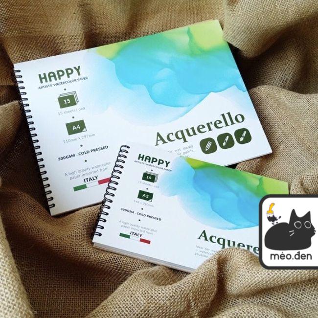 Sổ vẽ màu nước happy 300gsm - họa cụ hakuart
