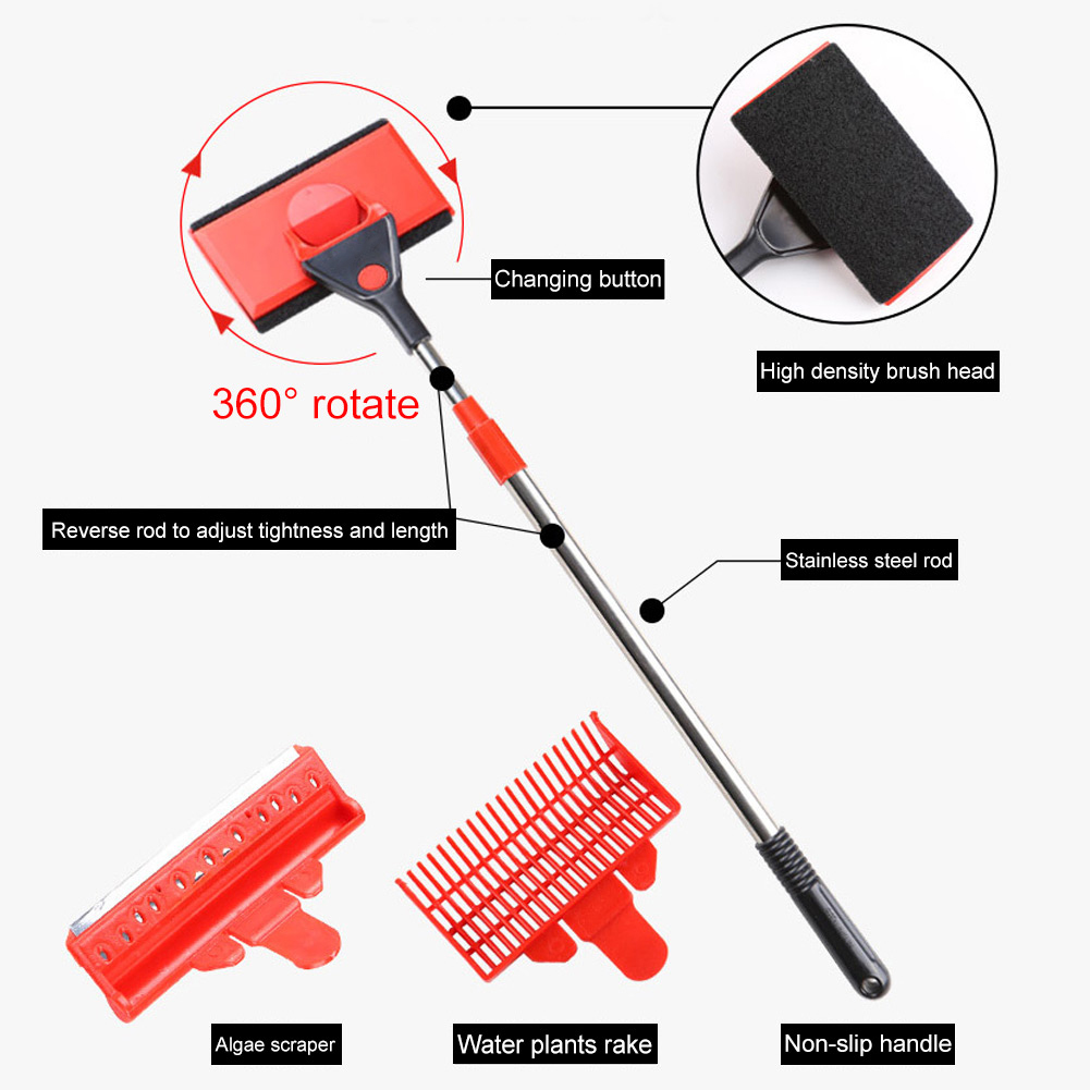3 trong 1 Bể Cá Bộ vệ sinh đa chức năng mở rộng hồ cá bể thủy tinh dụng cụ vệ sinh cây nước cào cọ tảo cọ bọt biển