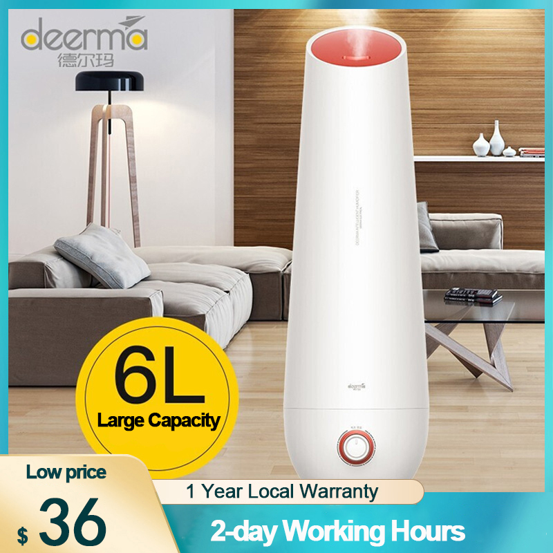 Deerma 6L Ultrasonic Humidifier Air Purifier Aroma Diffuser Essential Oil Mist Maker for Bedroom Desktop Office Floor Home SG Plug Singapore
