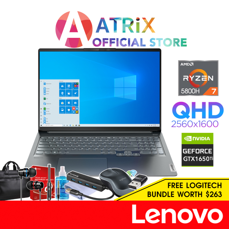 【Same Day Delivery】Lenovo IdeaPad 5 Pro 16ACH6 82L50074SB〖Free MS Office〗16 16:10 2K QHD (2560x1600) 350nits | AMD Ryzen 7 5800H | GeForce GTX 1650 | 16GB DDR4-3200 | 512GB SSD | 2Y Lenovo ADP Warranty