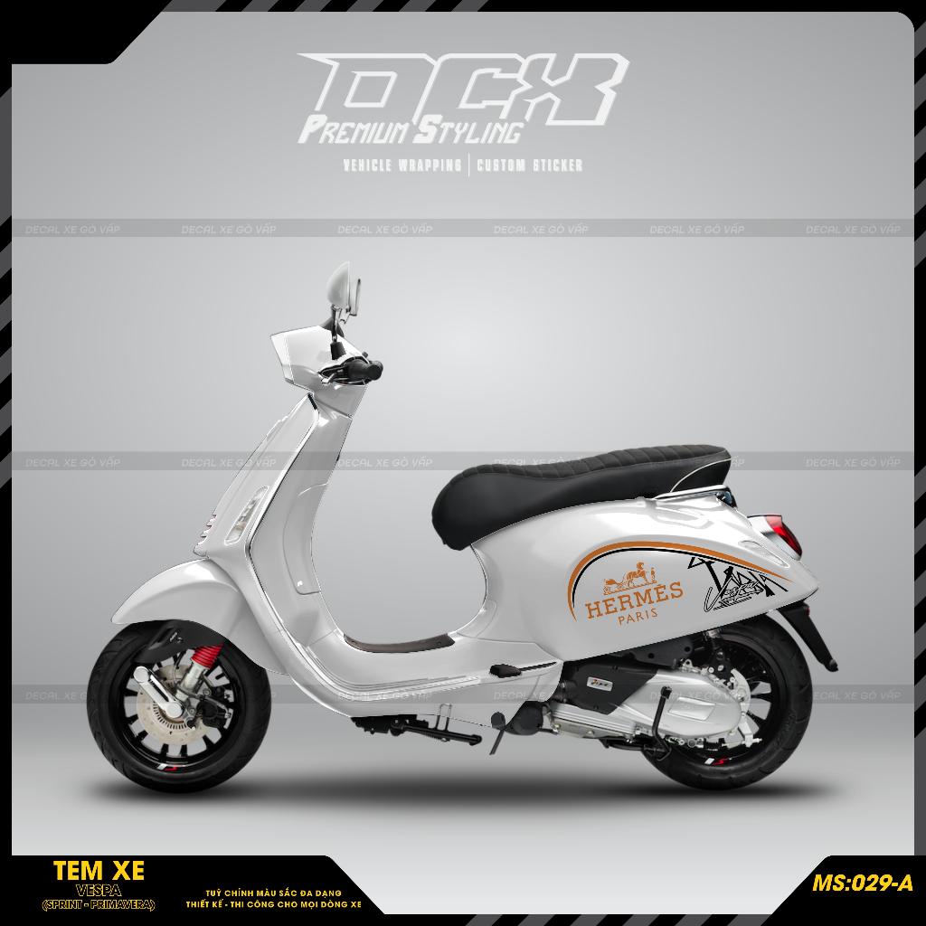 Tem rời hermes dán xe vespa sprint design by decal xe gò vấp - dcx sticker chất liệu decal cao cấp chống nước, bền màu
