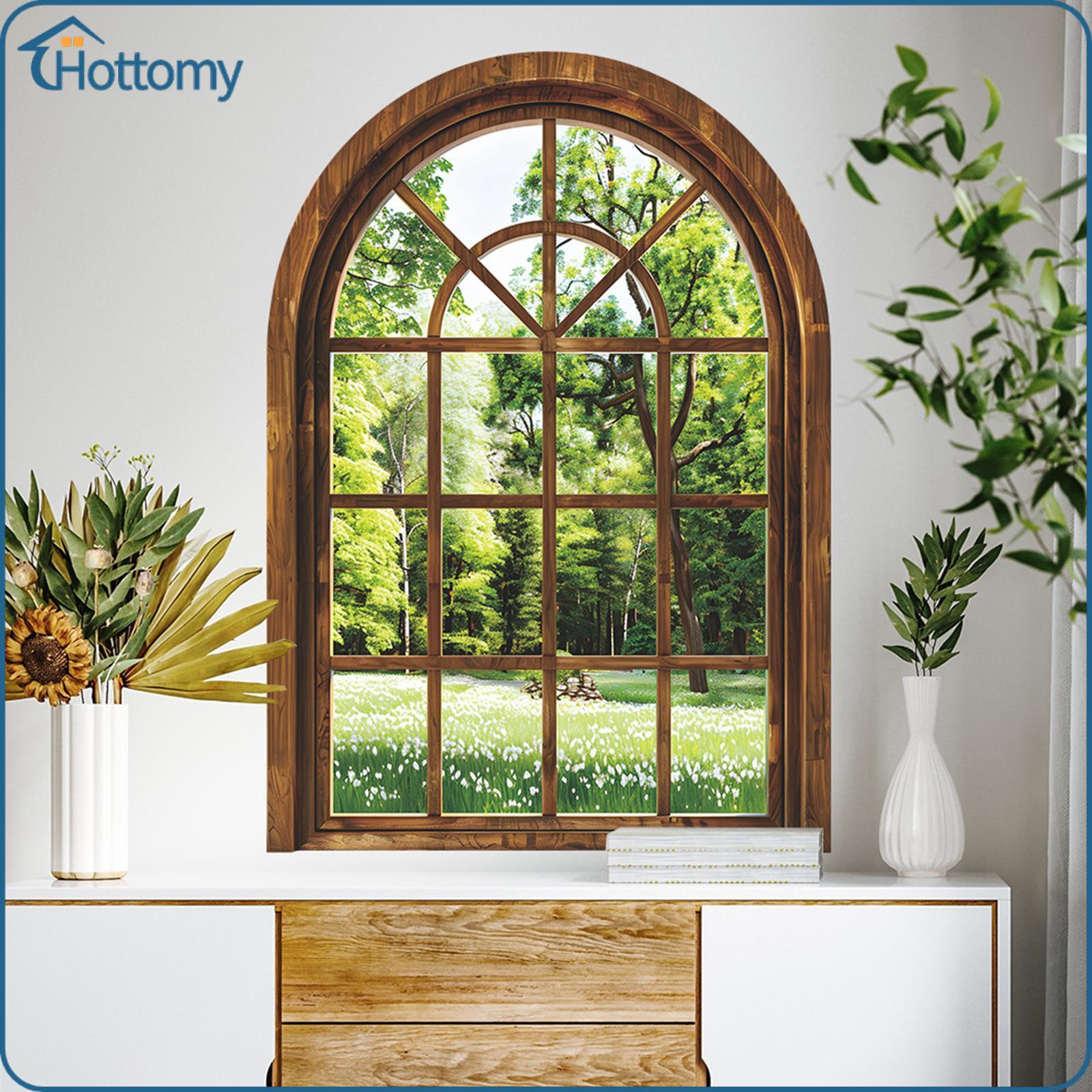 Blesiya Faux Window Wall Sticker Decal Green Plants Landscape Wall ราคา 94 บาท*ส่งฟรี