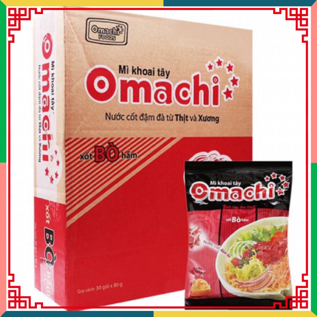 (HOT LIKE) Thùng Mì củ khoai tây Omachi 30 gói x80g