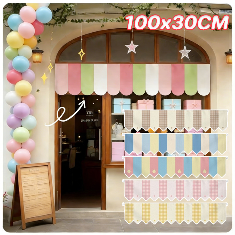 【BHQ】COD ม่านธง ม่านประตูเล็ก สามเหลี่ยม หลายสี ตกแต่งร้าน ตกแต่งหน้าต่างร้านค้า ตกแต่งผ้าม่านประตู ราคา 63 บาท*ส่งฟรี