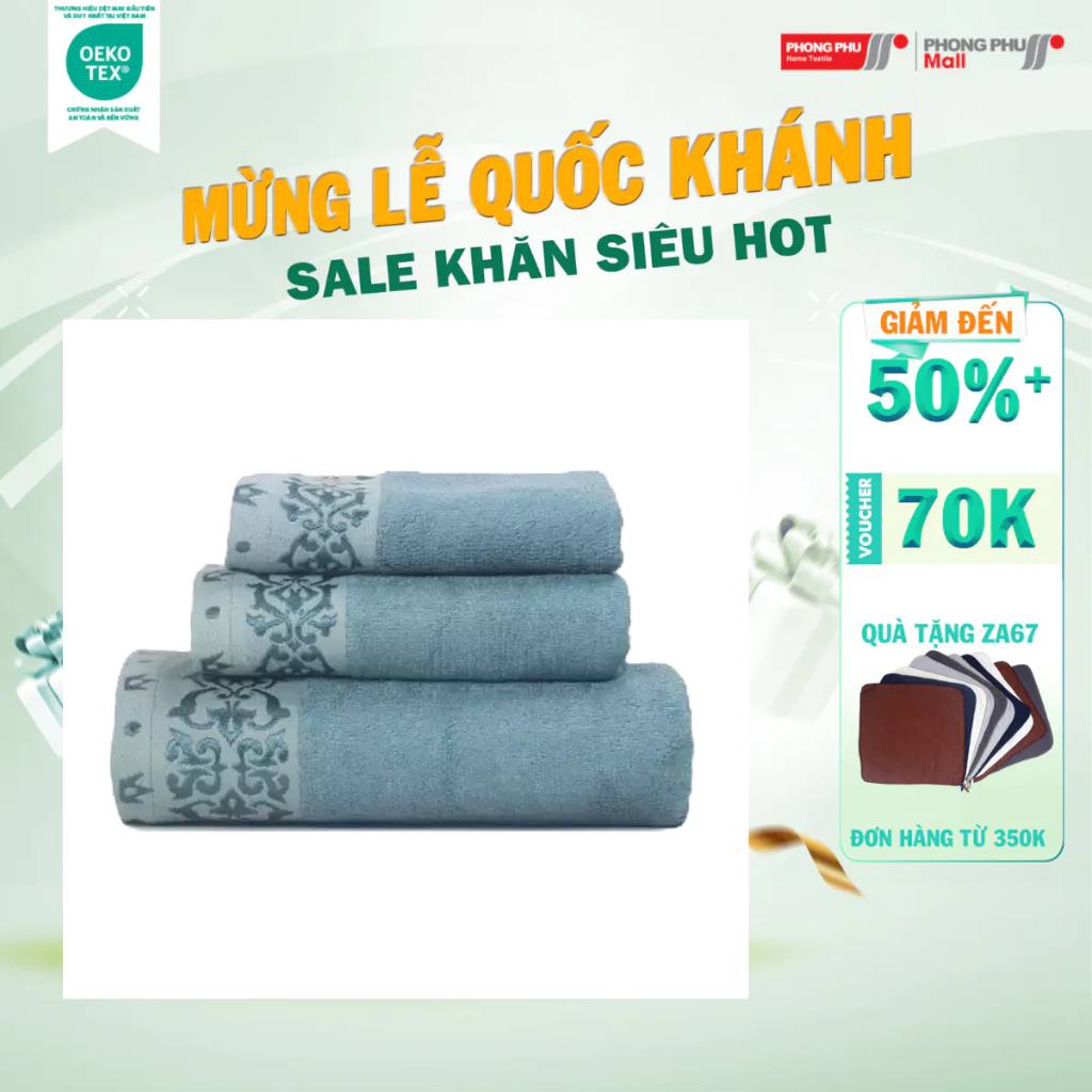 Belleto khăn tay chất liệu cotton HQK9 kt 28x42 cm