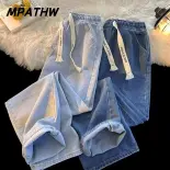 MPATHW  Quần Jeans Nam Phong Cách Vintage Co Dãn và Thắt Nơ, Form Rộng