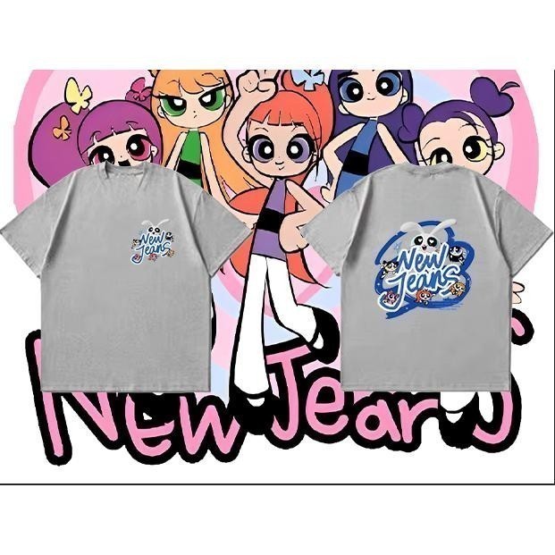 Kaos NewJeans x Powerpuff Super Shys first album album NJ series T-shirt S-5XL