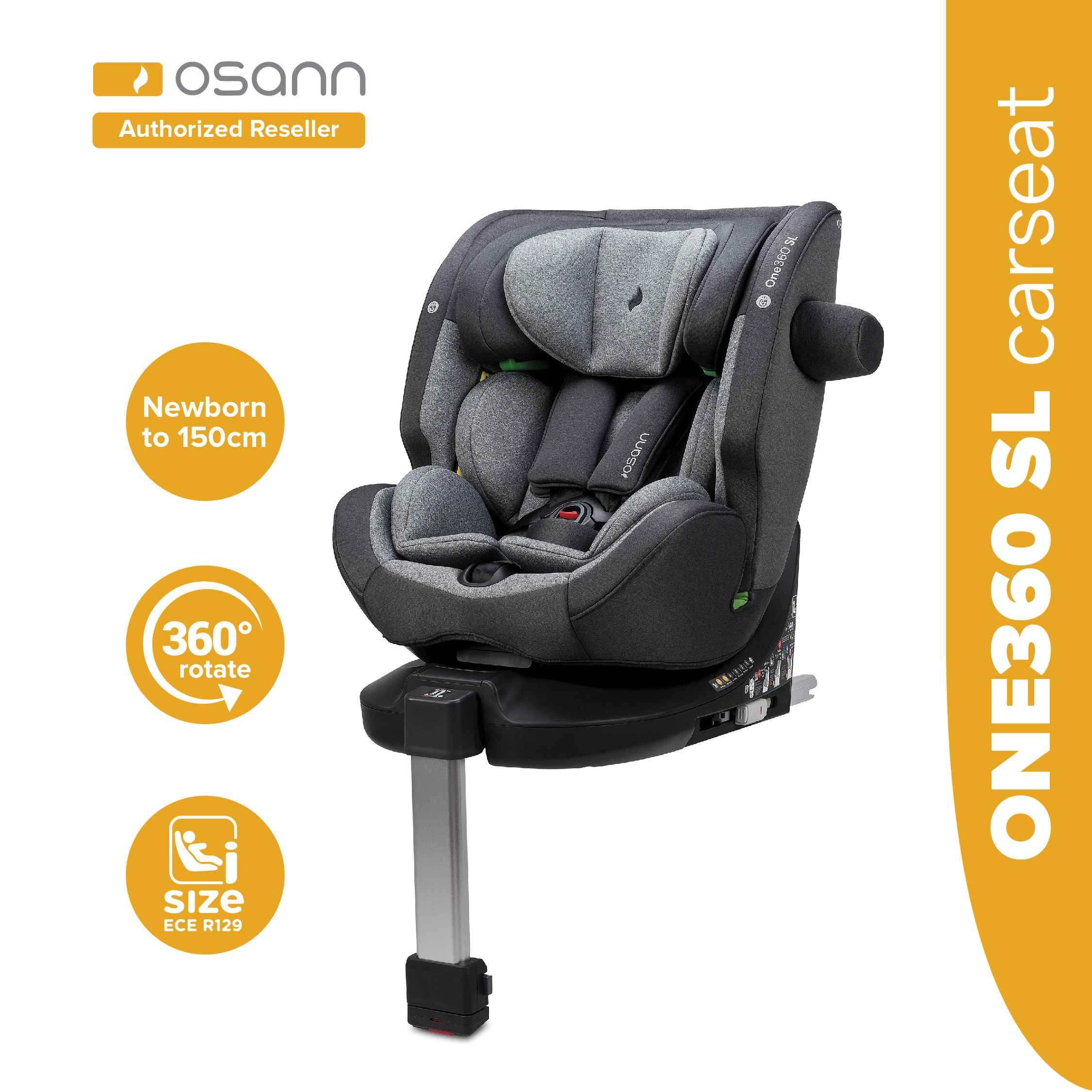 Osann One360SL R129 Newborn 360 Isofix Installation Car Seat Universal Grey